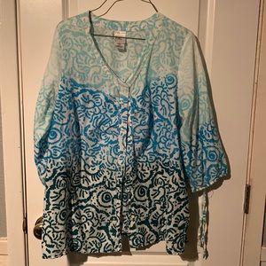 100% Cotton, pretty shades of blue